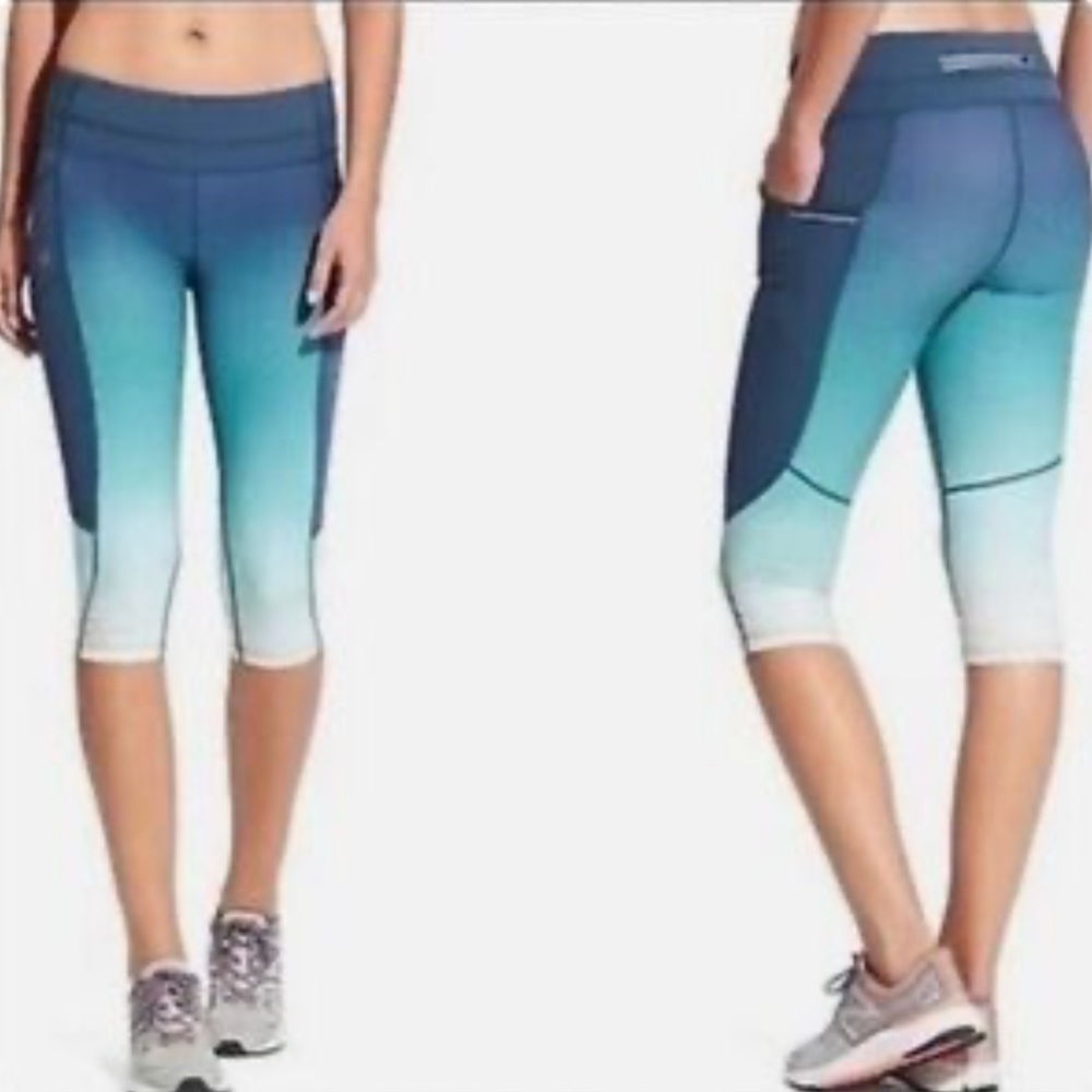 Athleta Small Blue and Green Ombre Athletic Leggings